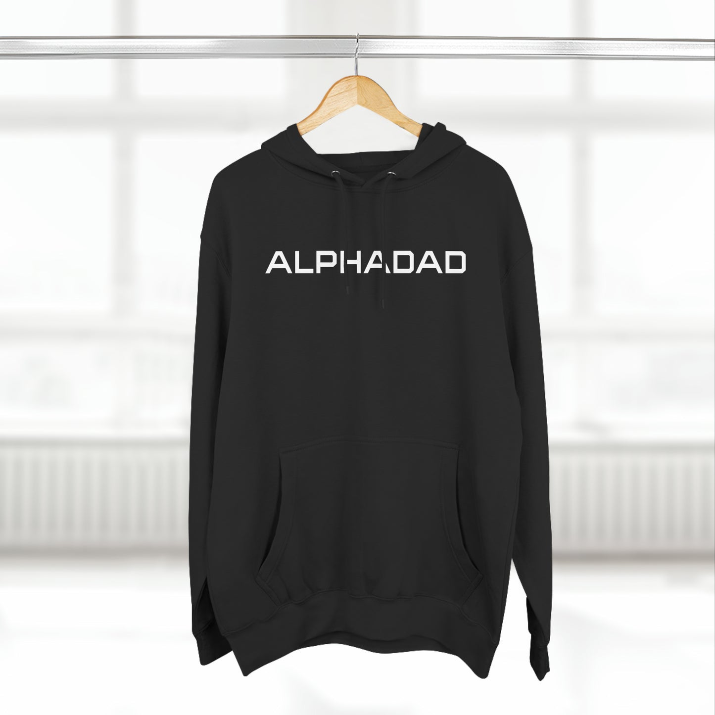 ALPHADAD White Logo Three-Panel Fleece Hoodie