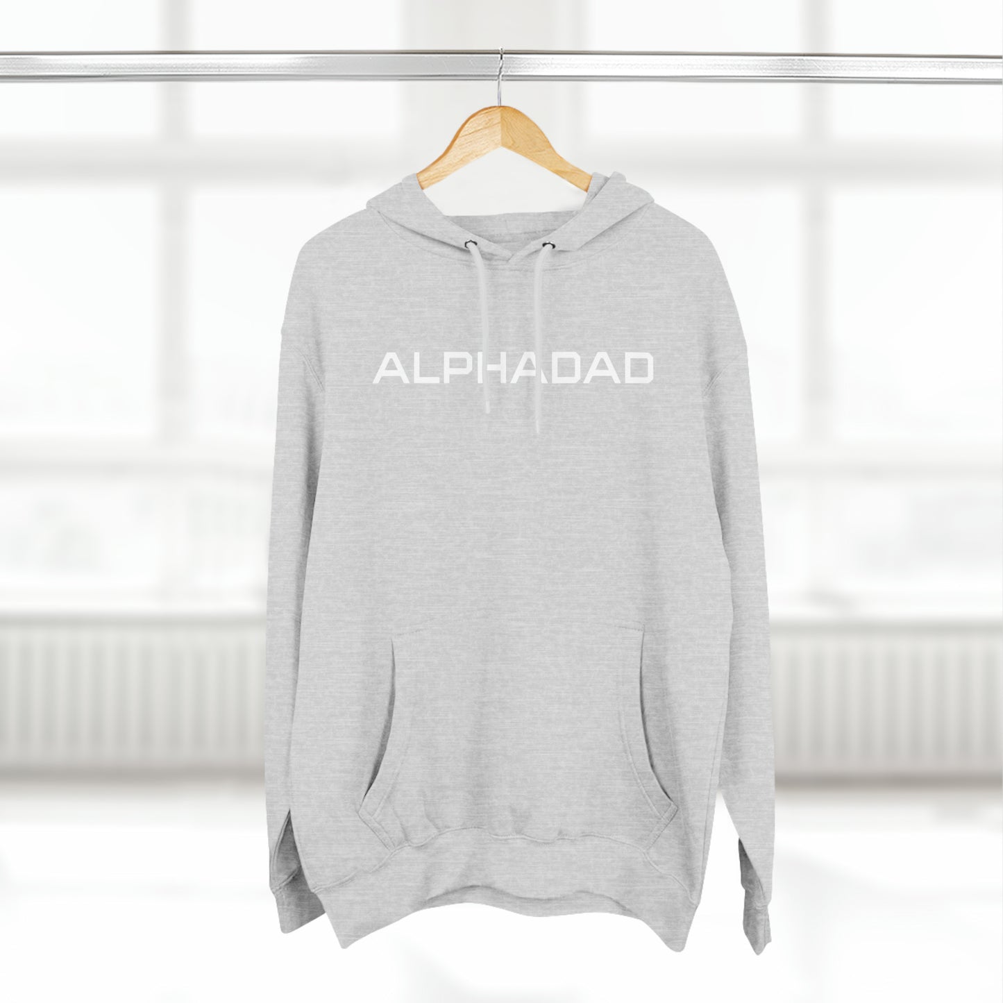 ALPHADAD White Logo Three-Panel Fleece Hoodie