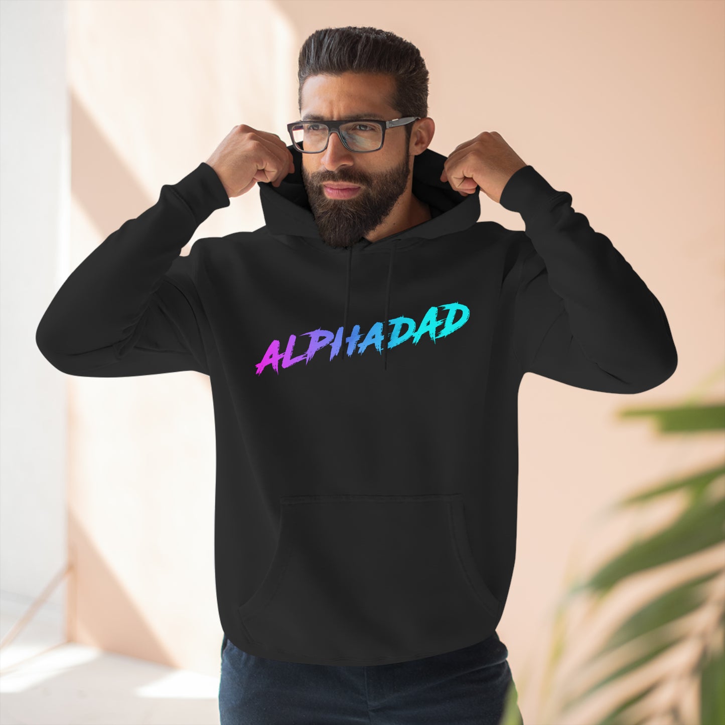 ALPHADAD Timeout Neon Logo Three-Panel Fleece Hoodie