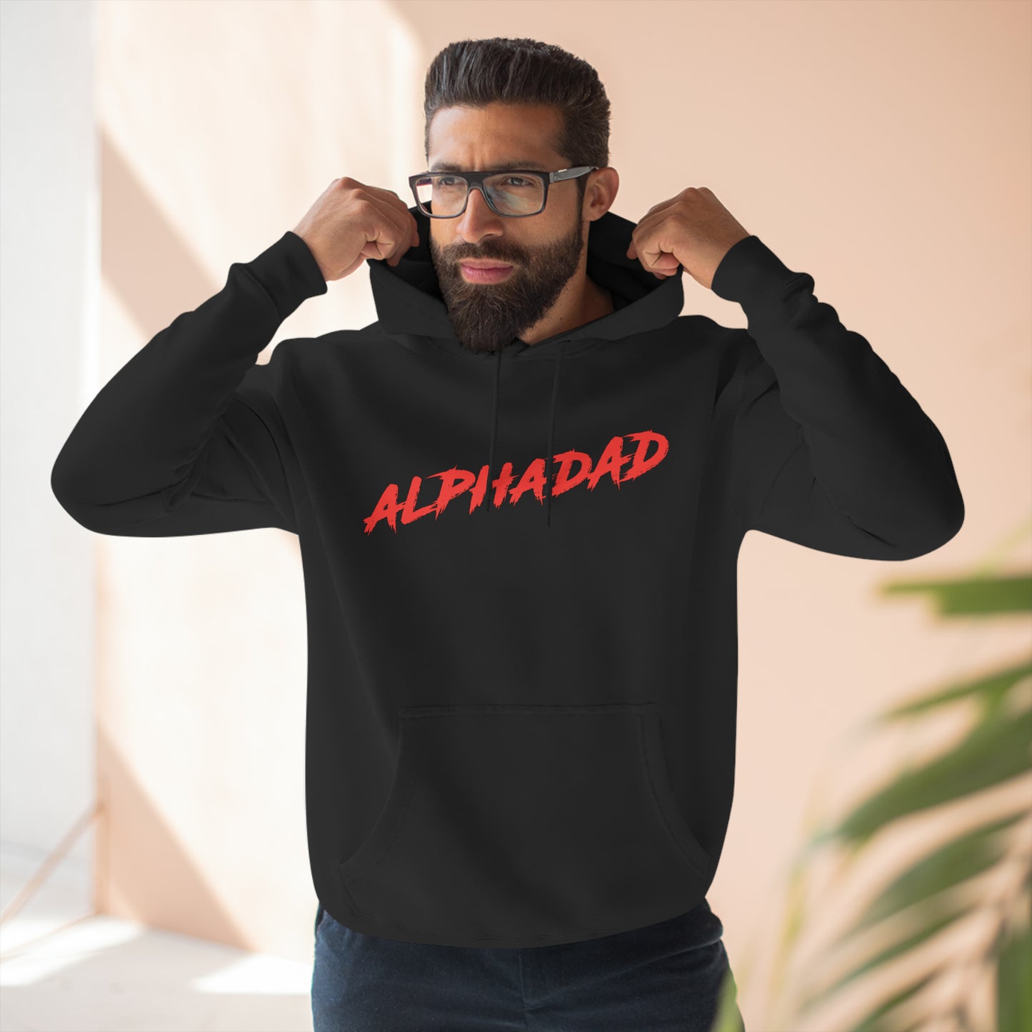 ALPHADAD Timeout Red Logo Three-Panel Fleece Hoodie